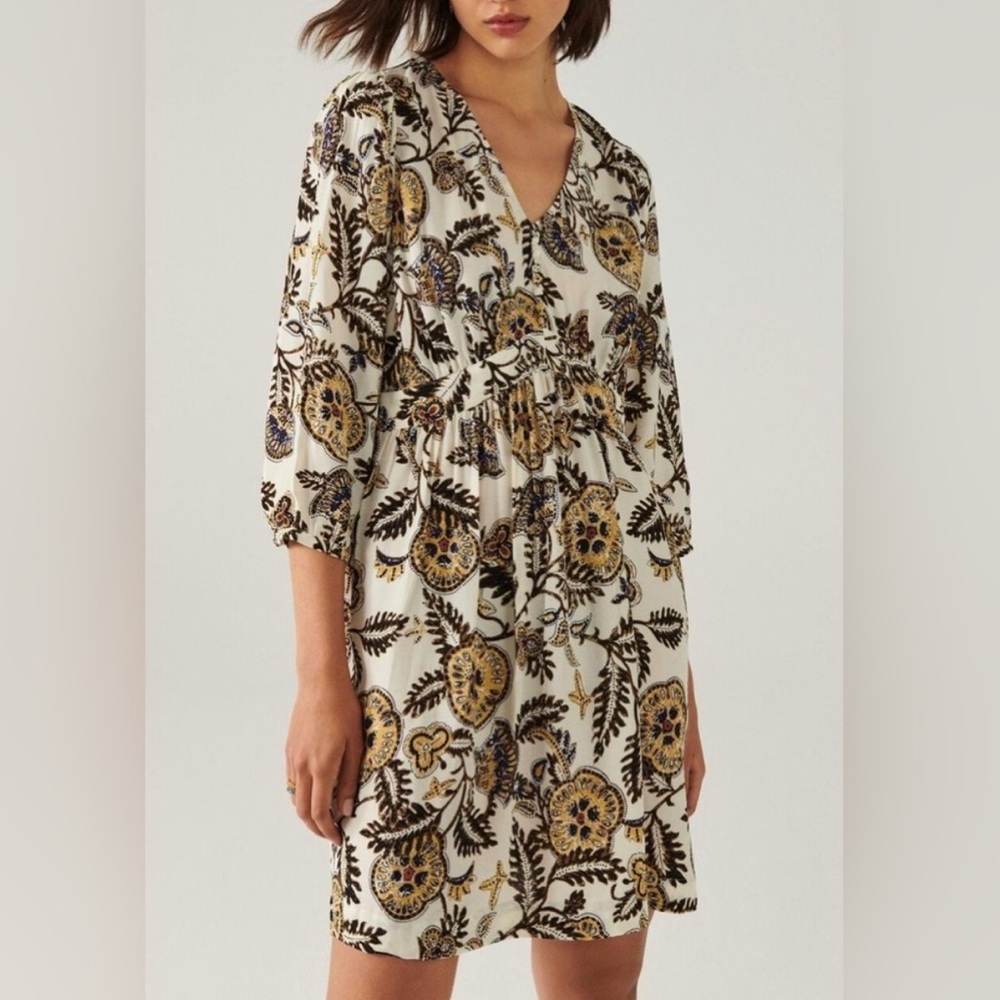Ba&sh Robe Volver Dress in Ecru Paisley